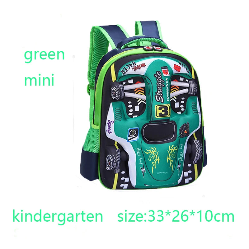 Waterproof Lightweight 3D Car Backpack Kindergarten Kid Preschool Backpack Young Children Boy Girl SchoolBag Primary Red Blue