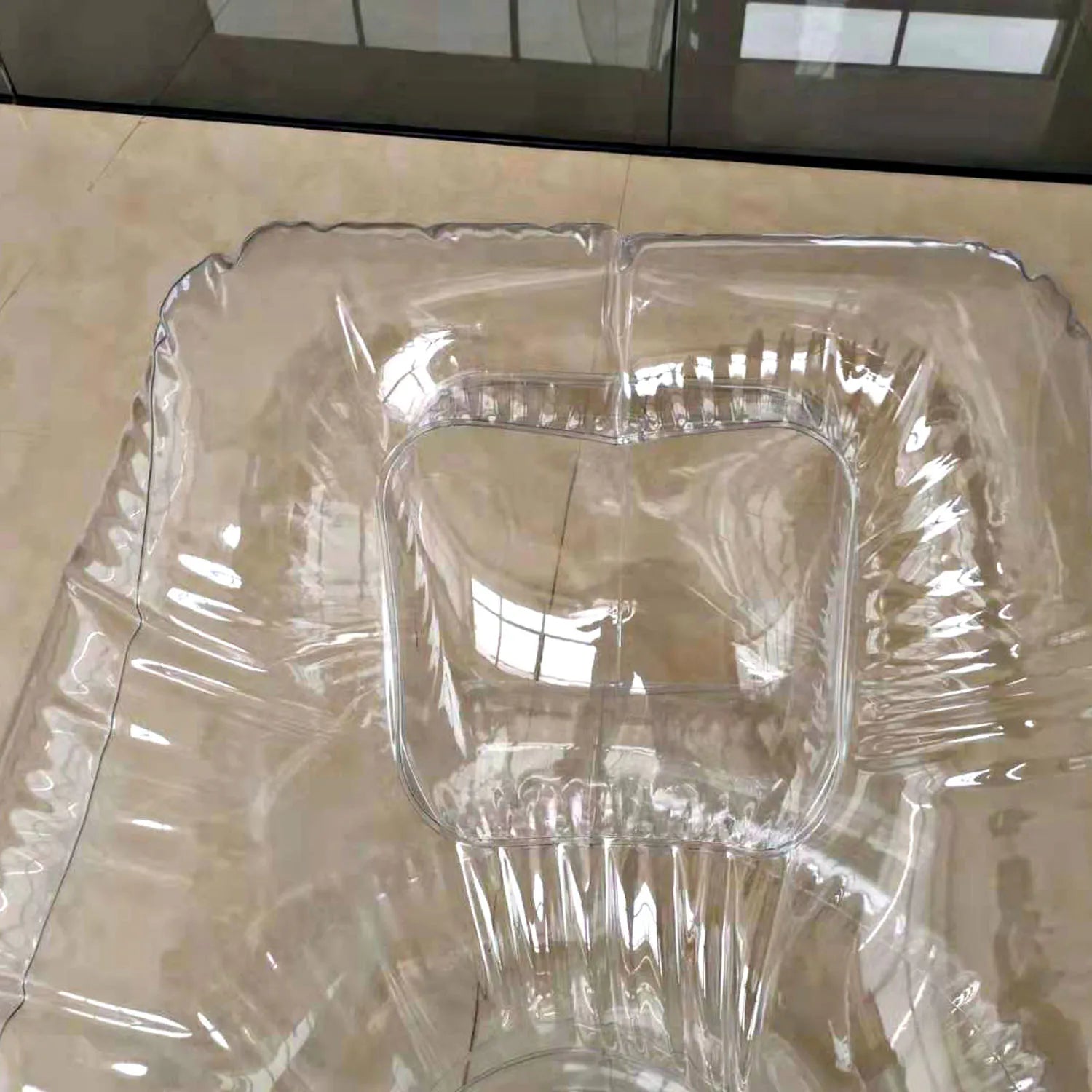 Transparent Inflatable Lounge Chair, Indoor and Outdoor Clear PVC Inflatable Single Sofa for Adult