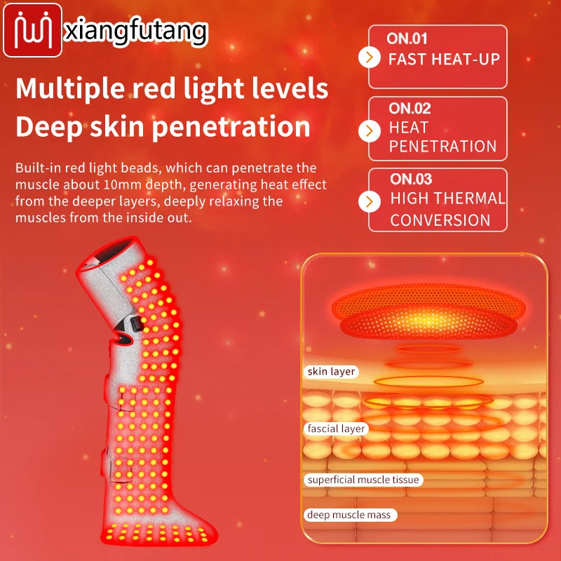 Red Light Therapy Heating Leg & Foot Wrap Electric Heating Knee Brace - Relieve Cold Leg Arthritis Pain with 3-Zone Heat Warm