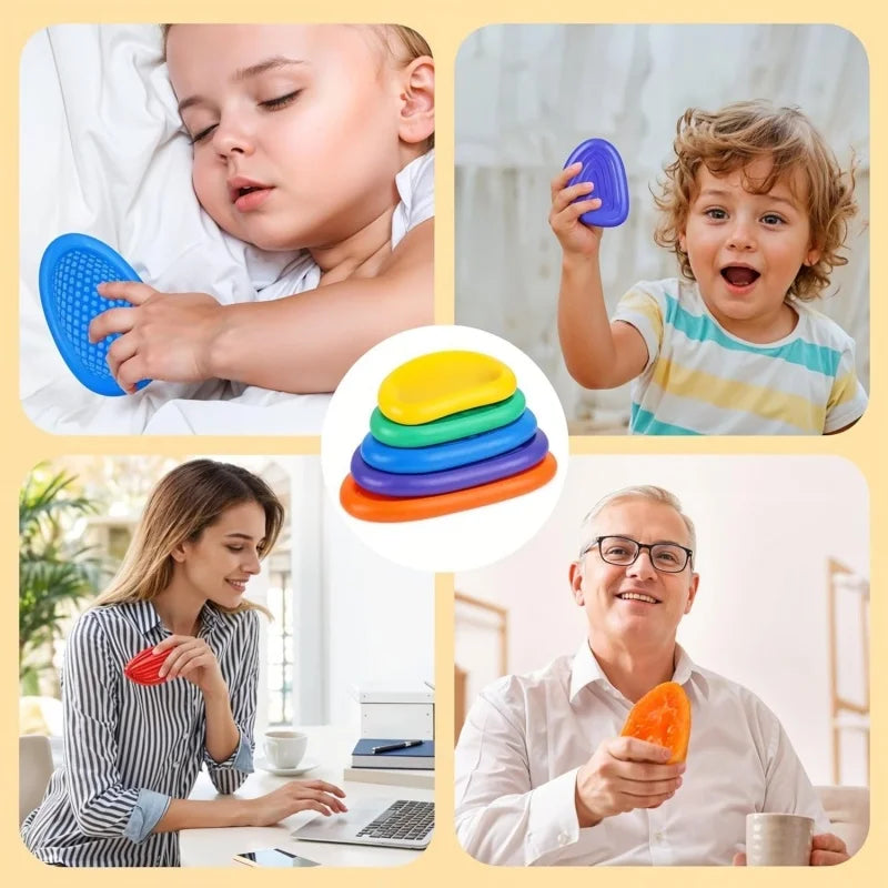 6PCS Fidget Toys Sensory Stone Set Soft Textured Worry Stones for Autism Calming Silicone Sensory Autism Toys for Anxiety Relief