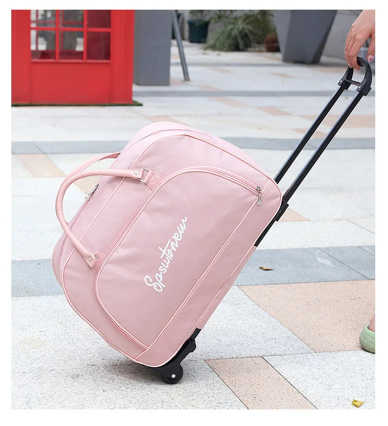 Travel Suitcase Trolley Bag with Wheels Large Capacity Luggage Bags Foldable Duffle Cabin Women Men Hand Luggage Carry On Bags