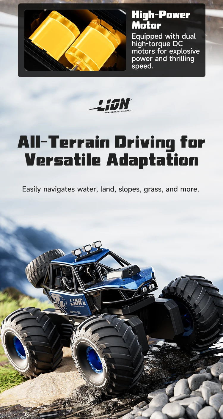 4DRC New Y10 Remote Control Car 2.4G Rc Boat Waterproof Amphibious Stunt Car 4WD All Terrain Truck Toys for Kids Birthday Gifts