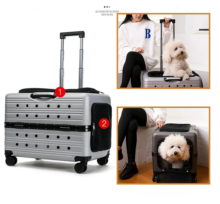 Pet Trolley Bag Case Carrier for Cats Expands Transparent Puppy Move Bag Travel with Wheels Pet Items Portable Cat Holder Basket