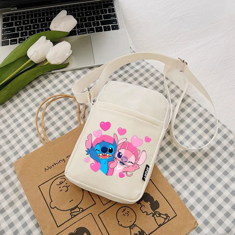 Disney Stitch Fashion Mobile Phone Bags Anime Women Messenger Bag Children Kawaii Coin Purse Girls Portable Crossbody Pouch Gift