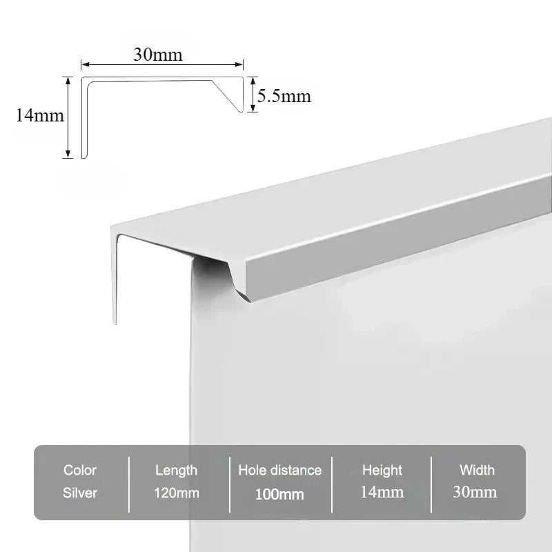 Hidden Furniture Handles Matte Black Gold Silver Kitchen Cabinet Pull Wardrobe Pull Not punched Handles for Cabinets and Drawers