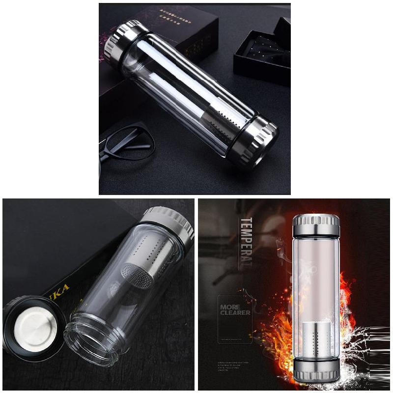 300/400ML Tea Water Bottle Portable Glass Double Wall Tea Water Cup Infuser Tumbler Drinkware Water Bottle With Tea Filter