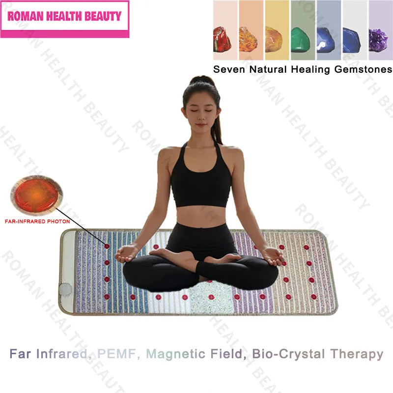 150×50cm Far Infrared PEMF Magnetic Therapy Bio-Crystal Mat Chakra Energy Photon Massage Cushion with Heating Long Wave Tech