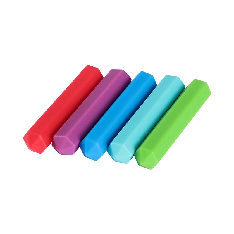 5PCS Silicone Pencil Topper Fun Silicone Baby Teether Pencil Cap Sensory Toy for Kids Children Autism ADHD Chew Tools