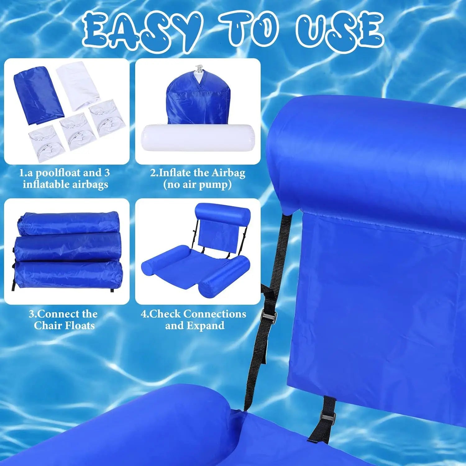 Folding Pool Chair,Inflatable Pool Float, Hammock Inflatable Pool Float,Multi-Purpose Pool Hammock Portable Water Hammock hamaca