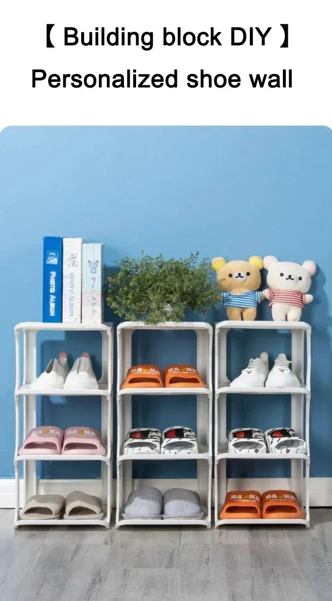 Shoe Cabinet Floor-standing Plastic Multi-Layer Stack Able Removable Home Narrow DIY Shoes Rack for Corner Gap Space Saving