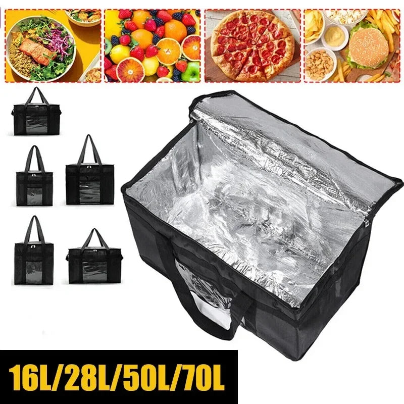 16L-70L Insulated Thermal Cooler Bag Insulation Keep Cold Large Capacity Portable Lunch Bag Zip Picnic Camping Tin Foil Food Bag