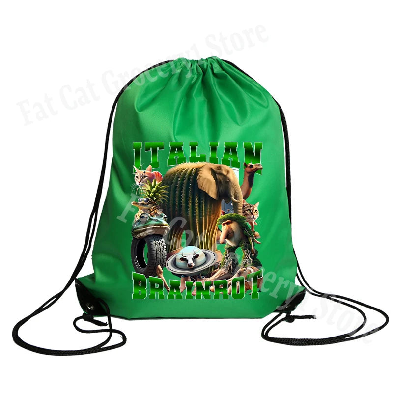 Tralalero Tralala Drawstring Backpack Tungtung Sahur Brainrot Kids Cartoon Travel Shoulders Bag New Outdoor Sport Rucksack Gift