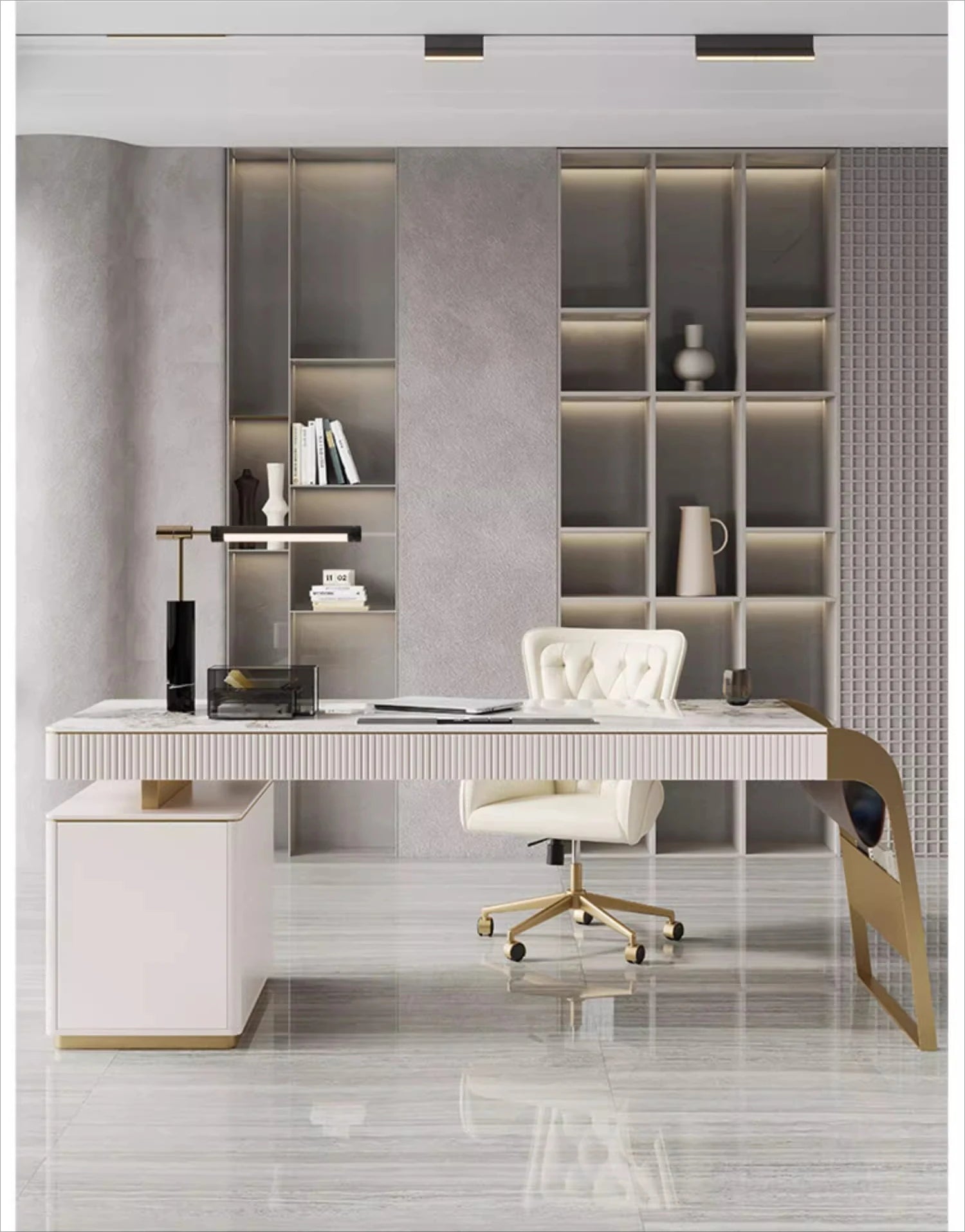 Nordic office desk with cabinets Modern high-end luxury countertop computer desk Elegant Design mesa para computador furniture