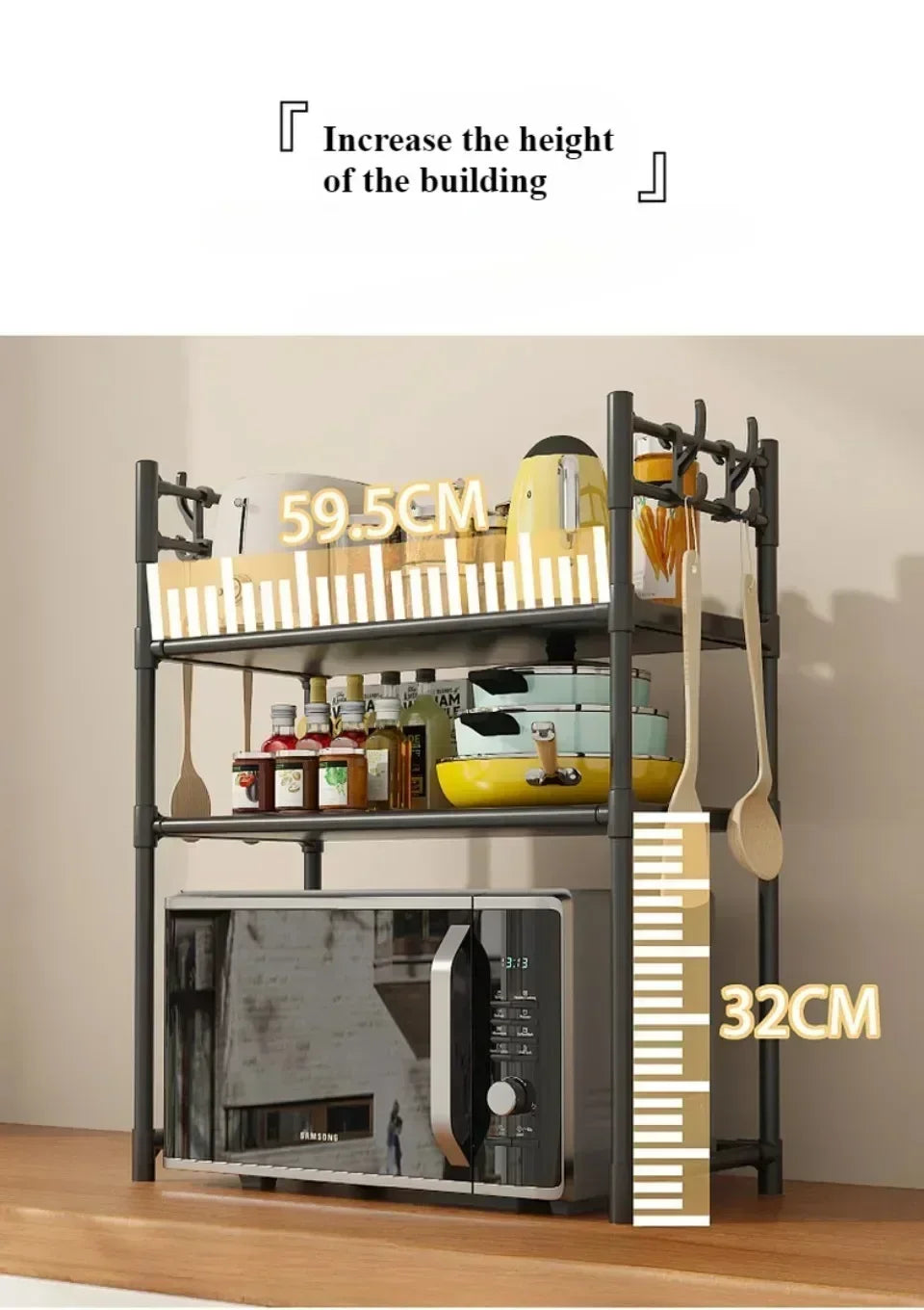 Multi Layer Kitchen Storage Rack Microwave Oven Rack Simple Vertical Storage Rack Kitchen Accessories Countertop Seasoning Rack