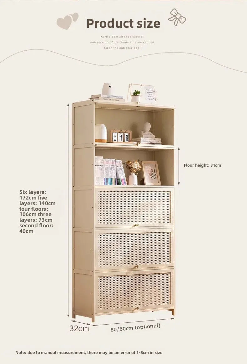 White Living Room Floor Cabinet for Tatami Bay Window Storage Cabinet Multifunctional Balcony Organizer Space-Saving Cupboard