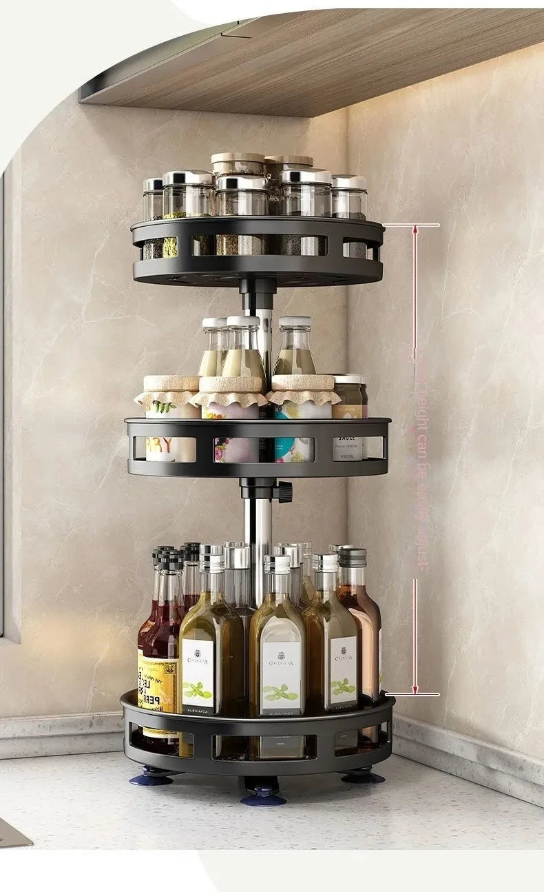Kitchen Rotation Spice Rack Organizer Jar Cans for Kitchen Accessories Non-Skid Storage Tray for Seasonings And Spices