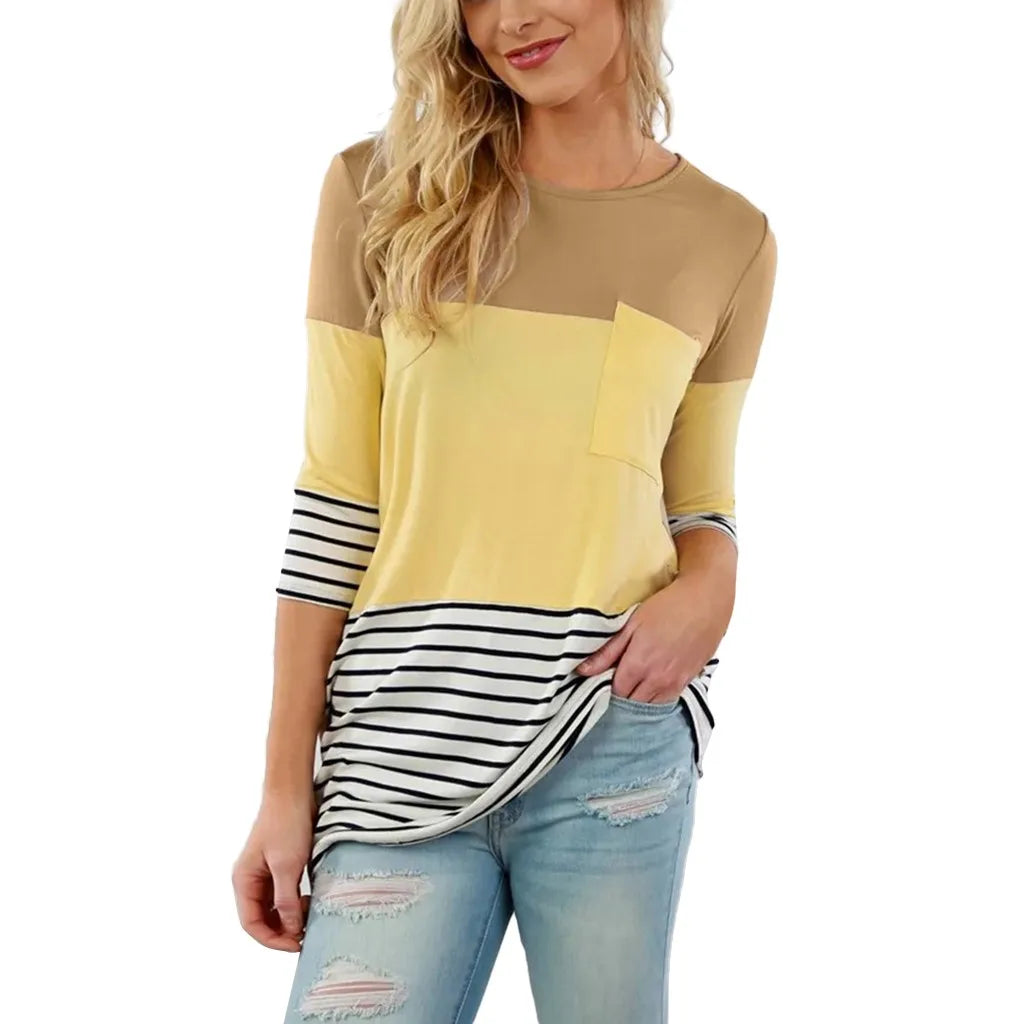 Fashion Pregnant Women Stiching Color Breastfeeding Nursing T Shirts Casual Loose Long Sleeve Tee Tops For Maternity