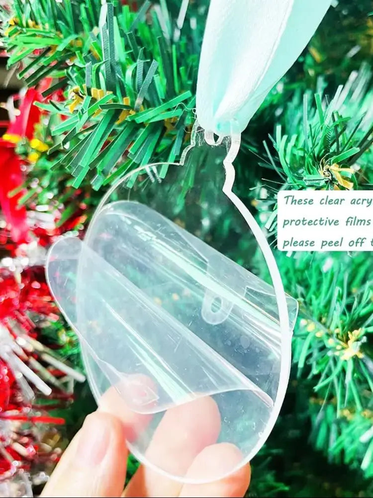 50pcs 3 Inch Clear Blank Acrylic Christmas Ornaments 2023 Unfinished Round Acrylic Christmas Ornaments For DIY Craft Hanging Orn