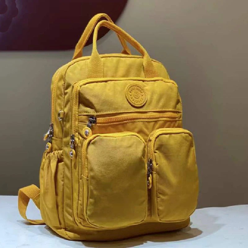 Fashion Woman Backpack Waterproof Nylon Soft Handle Solid Multi-pocket Travel Zipper Feminina School Bags Laptop Backpack