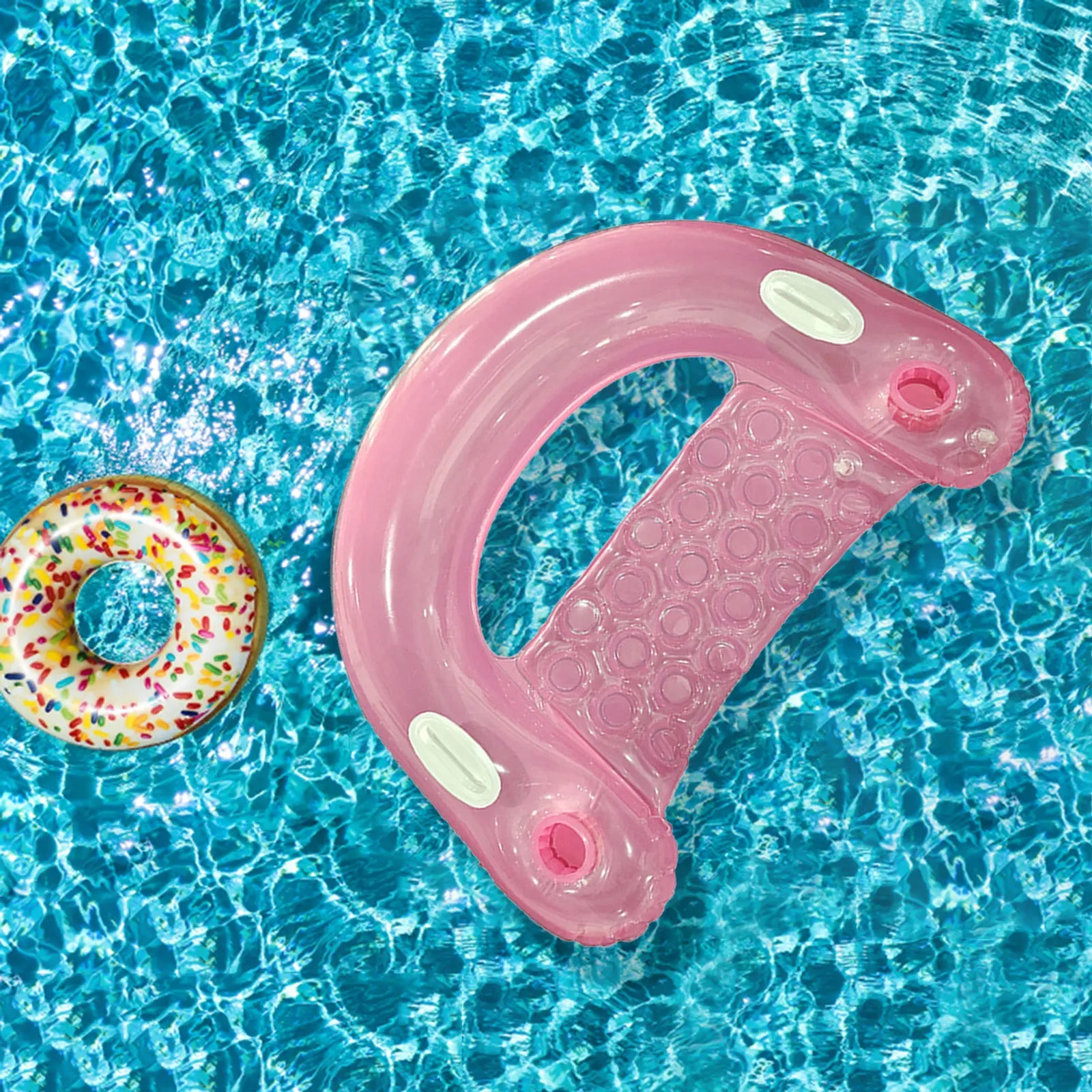 Inflatable Pool Floats for Adult Kids, Float Chairs with Cupholders and Handles Pool Lounges, PVC Water Mattresses Hammock Mat