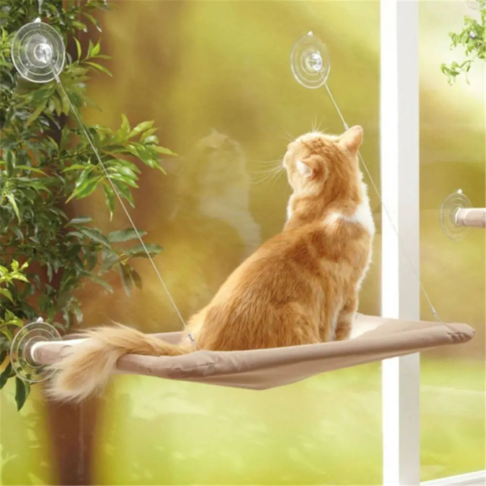 Cat Window Hammock Hanging Cat Bed Bearing Cat Sunny Window Seat for Indoor Cats Sleeping Space Saving Window Mounted Cat Bed