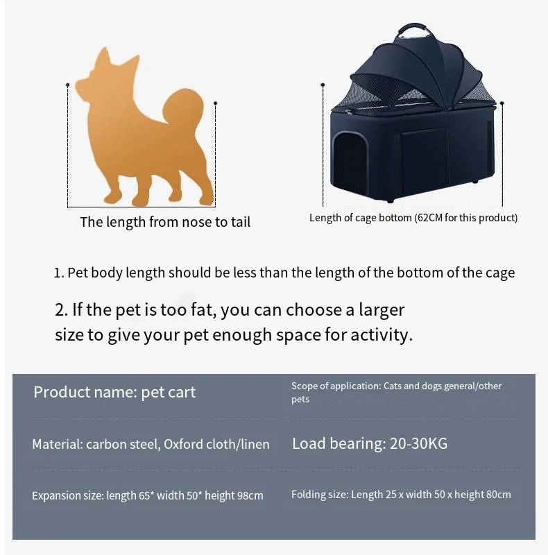 2025 Pet Stroller for Dogs and Cats Going Out, Detachable and Foldable, Lightweight Small Cart for Walking Dogs and Walking Cats