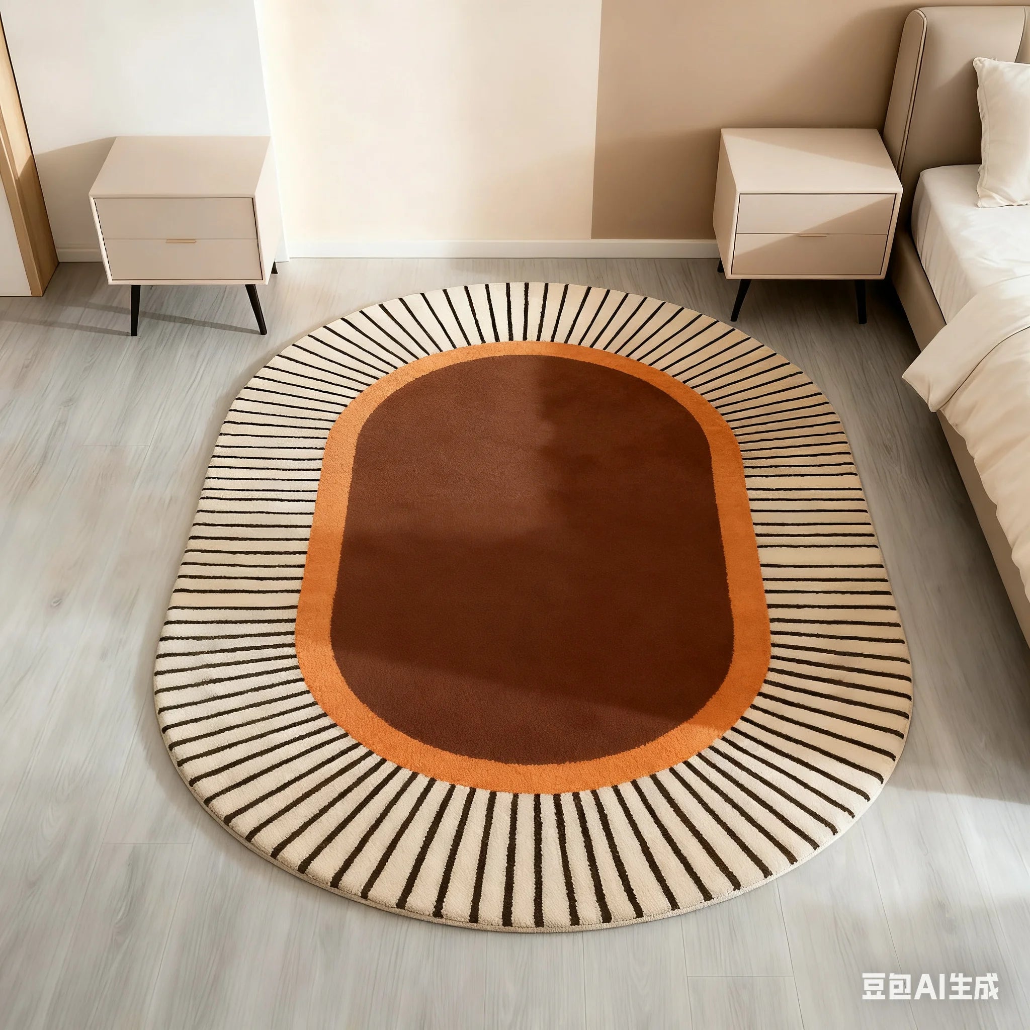 Modern Style Bedroom Decor Line Carpet Anti-slip Carpets for Living Room Thick Plush Lounge Oval Floor Mat Fluffy Soft Study Rug