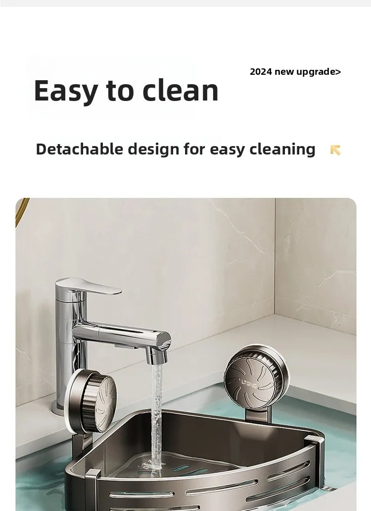 Bathroom suction cup triangular basket storage rack, bathroom washbasin corner, no need to drill holes, wall-mounted toilet