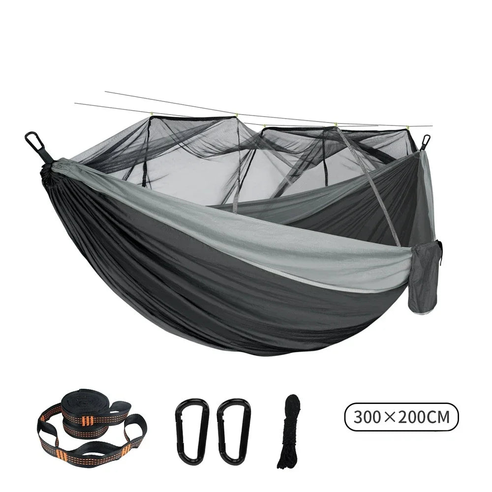 Double Mosquito Net Hammock 300×200CM Size Outdoor Camping Anti-mosquito Hammock Umbrella Cloth Nylon Anti-rollover Camping