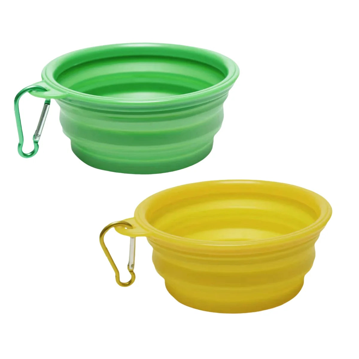 2pcs Collapsible Pet Silicone Dog Food Water Bowl Outdoor Camping Travel Portable Folding Supplies Dishes with Carabiner