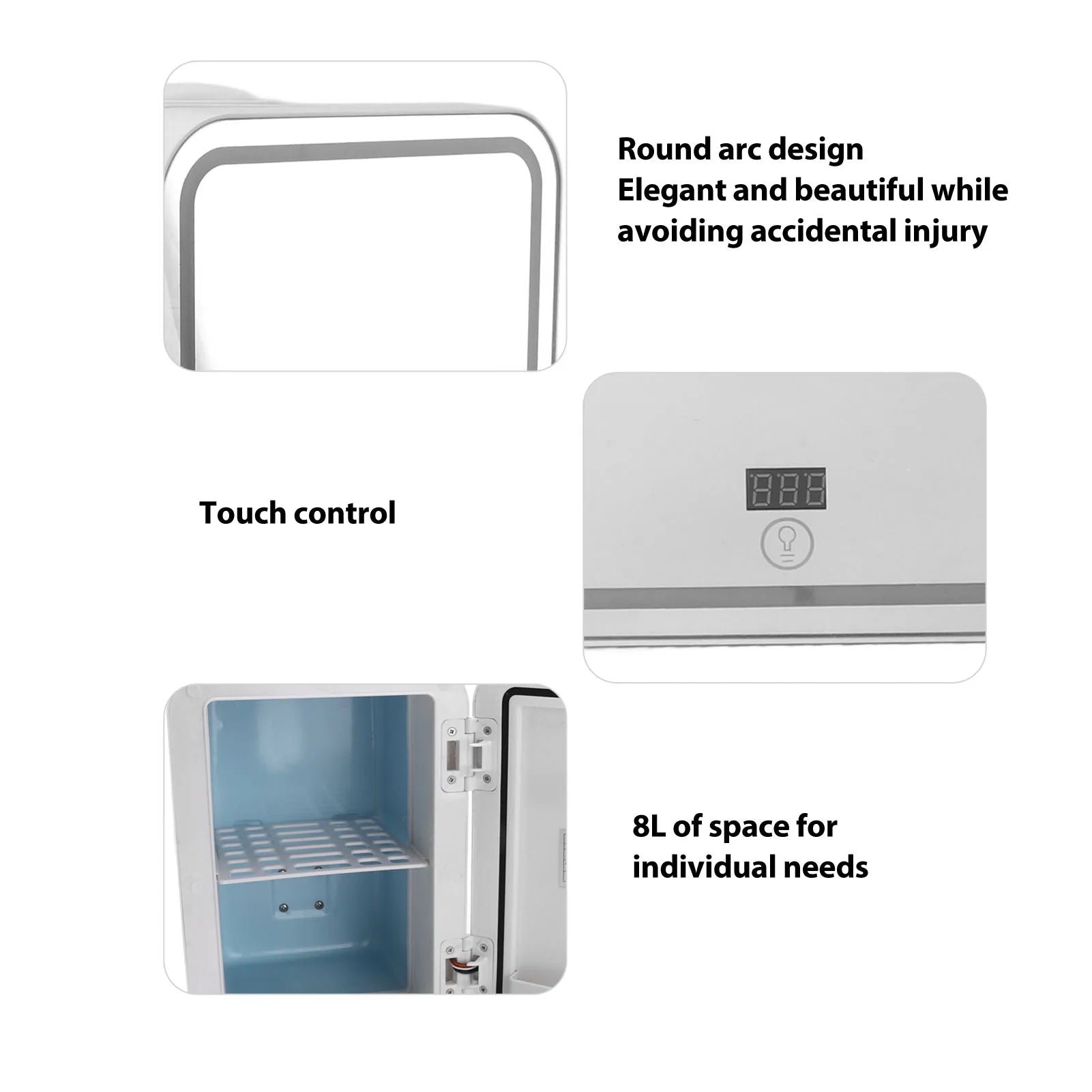 Portable Mirrored Beauty Fridge With Lighting 8L Mini Fridge Skin Care Makeup Storage with Mirror Light Cooler Warmer Refrigerat