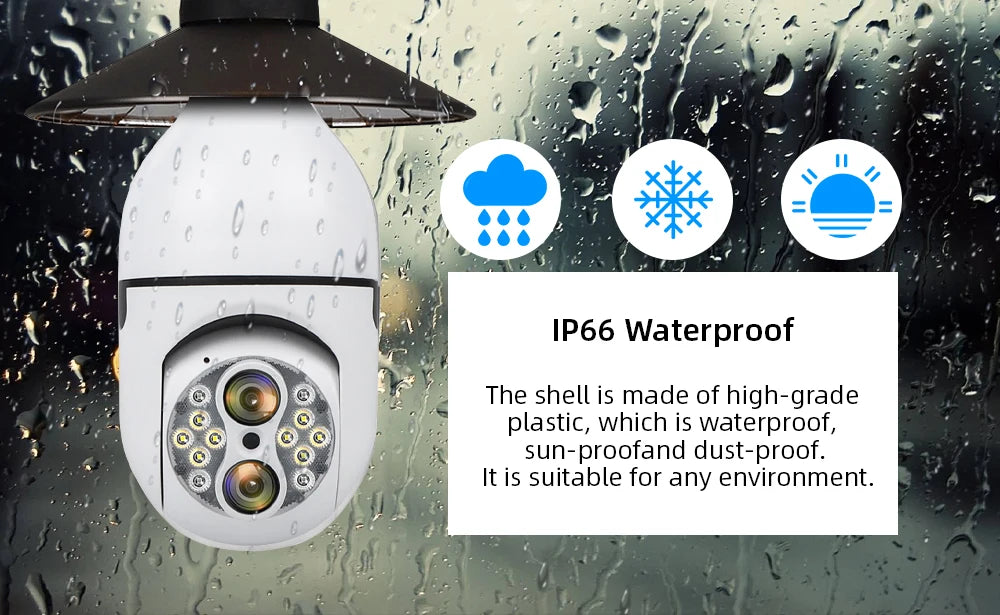 IPC360 6MP 3K Dual Lens Wireless Security Camera Auto Tracking 10X Digital Zoom 360° Panoramic WiFi PTZ IP E27 Light Bulb Camera