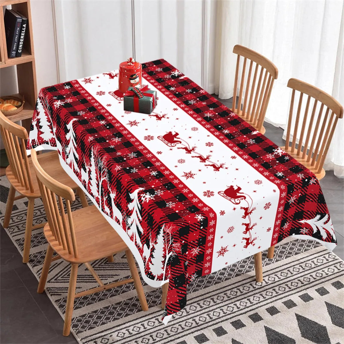 1/3pcs Christmas Tablecloth Christmas Decorations for Home 2025 Xmas Table Cover Navidad Gifts New Year 2026 Dining Table Deco
