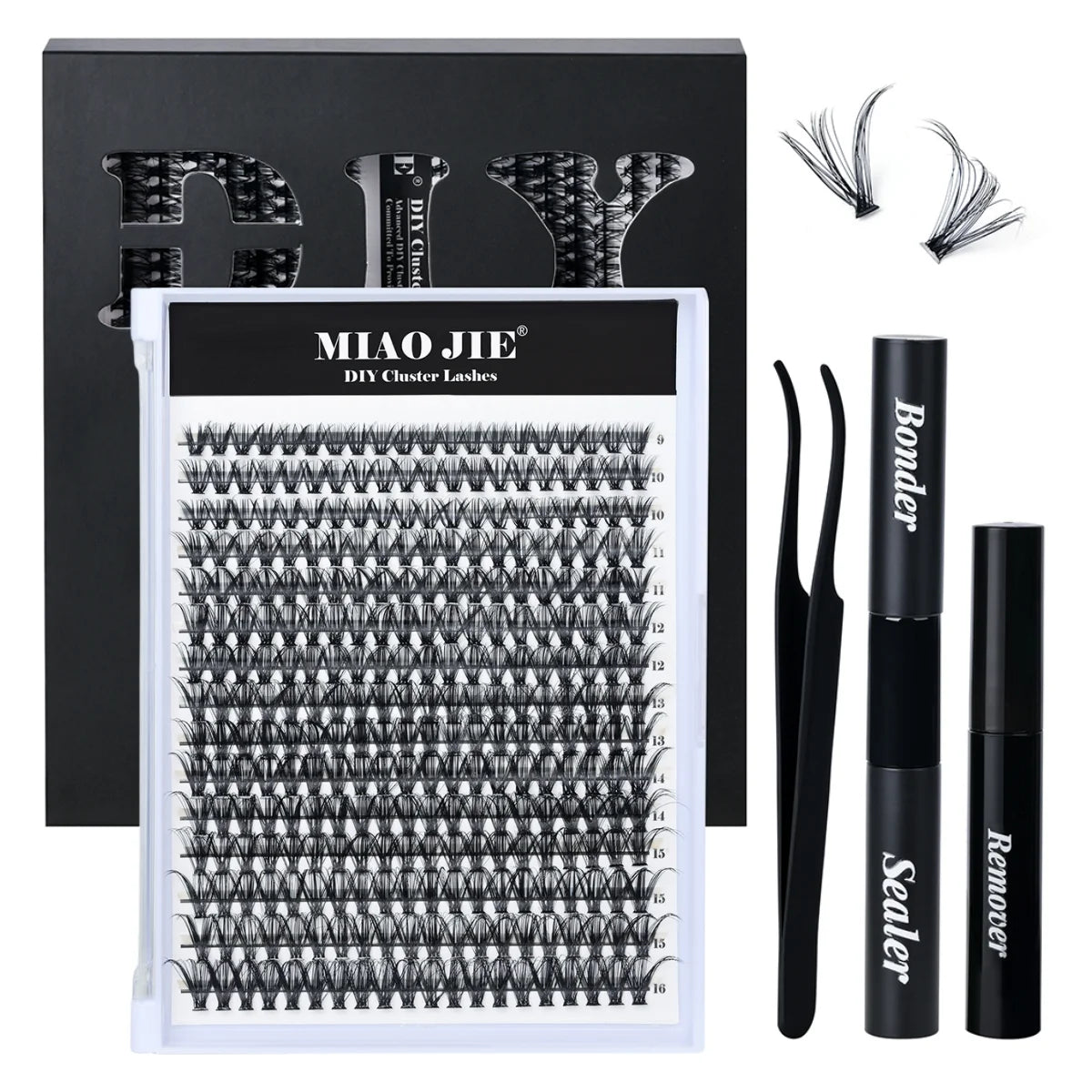 320PCS DIY Mix Clusters Kit 30D/40D Individual False Eyeashes Wispy Fluffy with Applicator Tools  Self-Grafting At Home