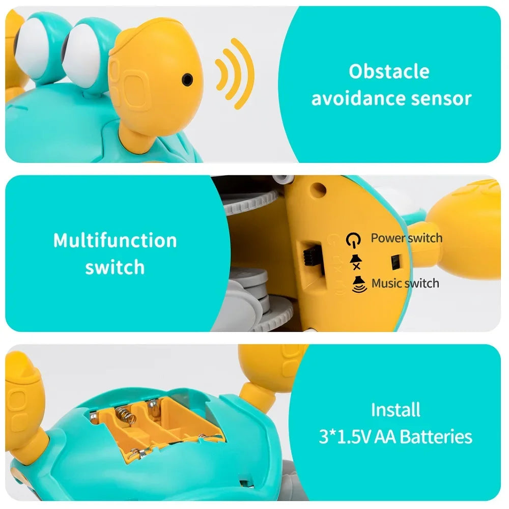 Kids Induction Escape Crab Octopus Crawling Toy Baby Electronic Pets Musical Toys Toddler Moving Avoid Obstacles Toy  No Battery
