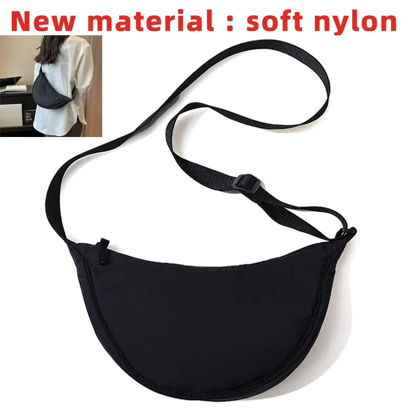 Simple Design Women's Messenger Bag Fashion Ladies Nylon Hobos Small Shoulder Bags Vintage Female Girls Purse Cloth Handbags