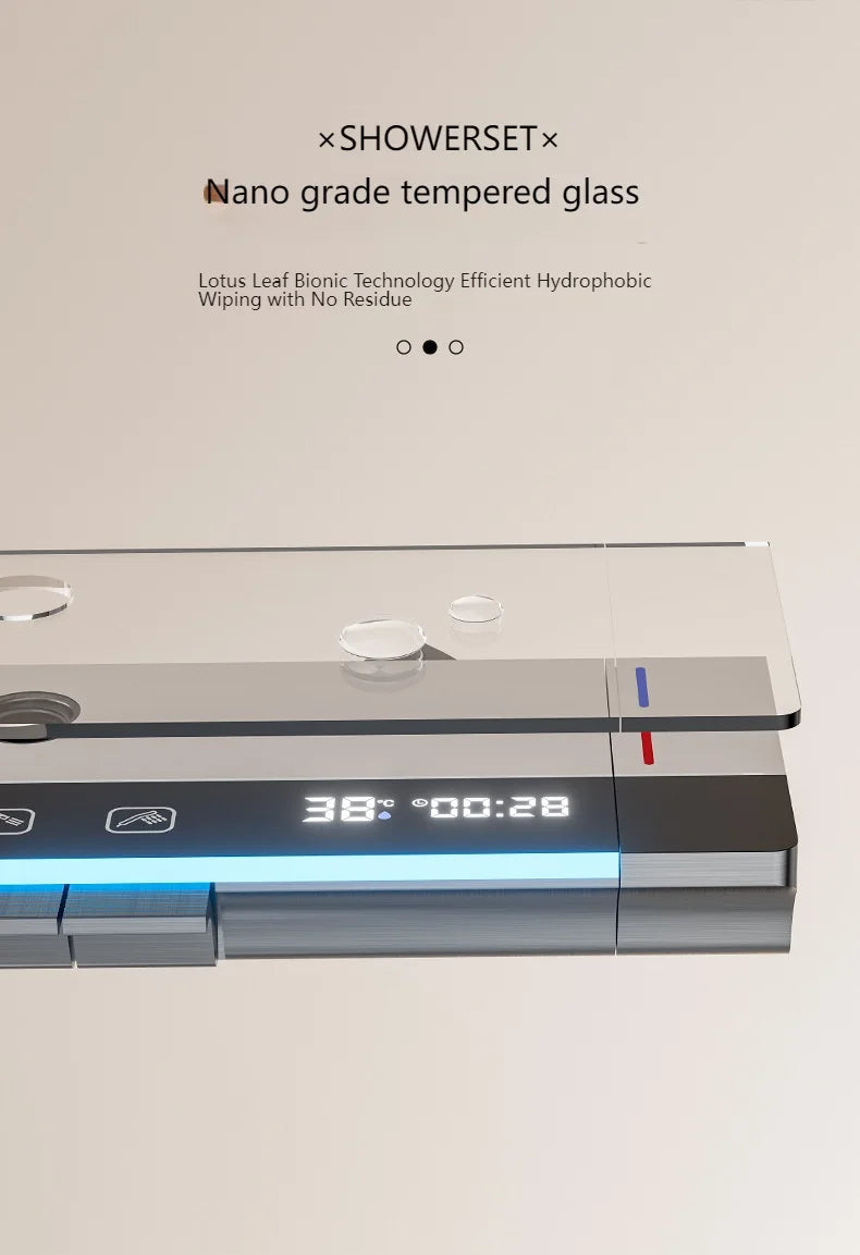 Smart Digital Display Bathroom Shower Set Piano Key Rainlfall Bath Showers System Set Apartment Bathtub Shower Faucet Full Set