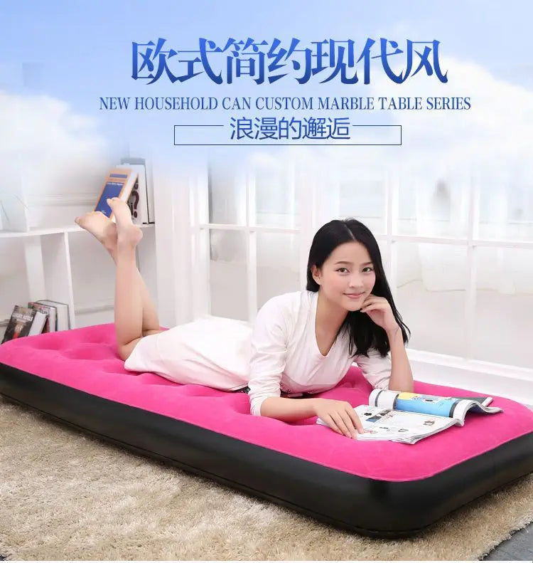 Inflatable Household Single Folding Bed Air Cushion Bed Double, Thickened Portable Air Bed Outdoor Inflatable Sofa