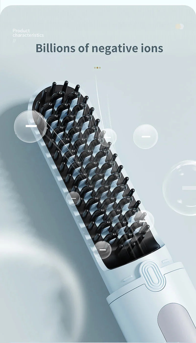 Wireless Electric Heating Straight Hair Comb Rechargeable Portable  Negative Ion Anti-scalding Hair Straightener For Home Travel