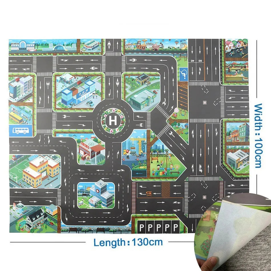 130*100cm Baby Crawling Mat for Children Cartoons Traffic Rug Indoor Toys City Road Carpet Kids Game Little Girl and Boy Playmat
