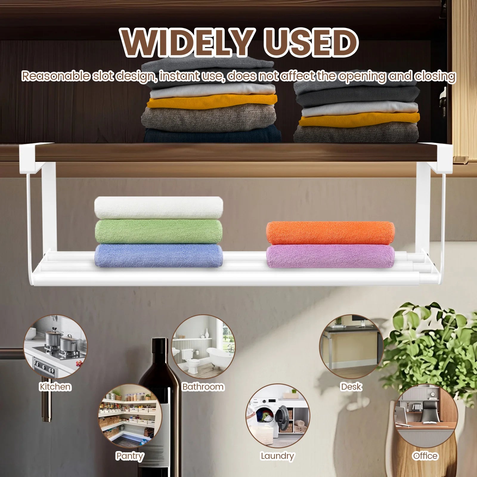 Extendable Under Cabinet Organizer Shelf Steel Under Desk Storage Rack Multipurpose Kitchen Household Hanging Storage Basket