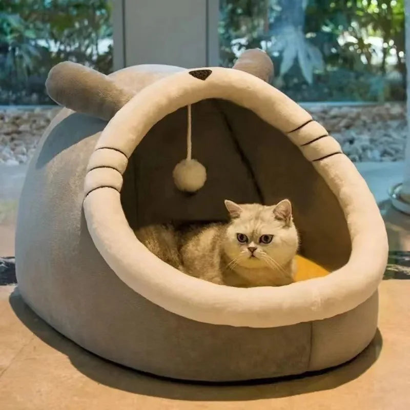 Pet Tent Cave Bed for Cats Small Dogs Self-Warming Cat Tent Bed Cat Hut Comfortable Pet Sleeping Bed Foldable Removable Washable