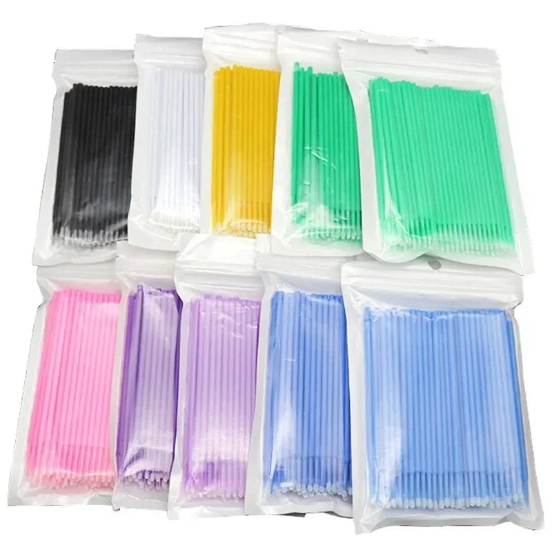 100PCS  For Eyelash Extension Tools Disposable MicroBrush Eyelashes Extension Individual Lash Removing Swab Micro Brush