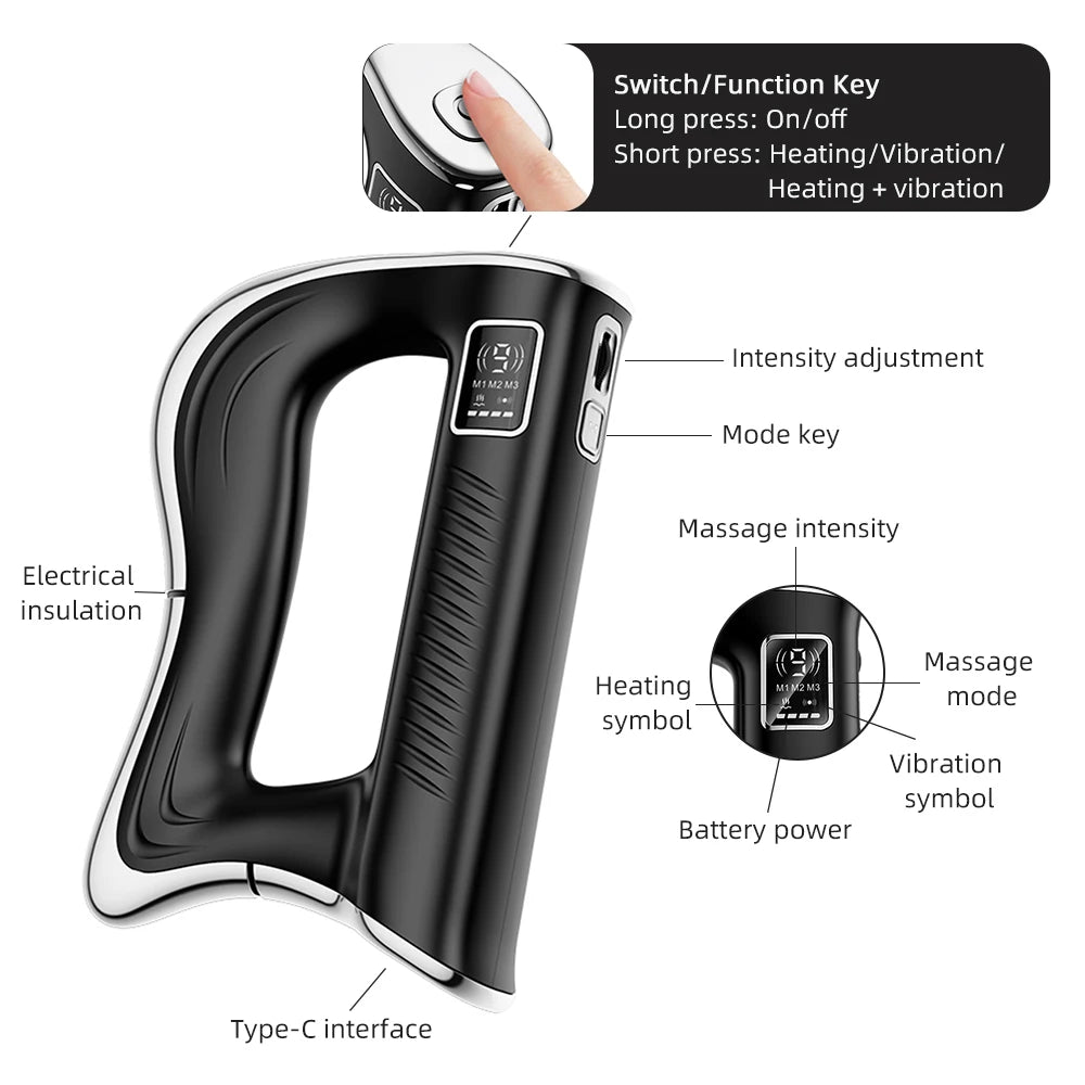 Electric Fascia Massager Body Massage Muscle Scraper Fascia Knife Fitness Vibration Muscle Relaxation Body Lifting Massage Blade