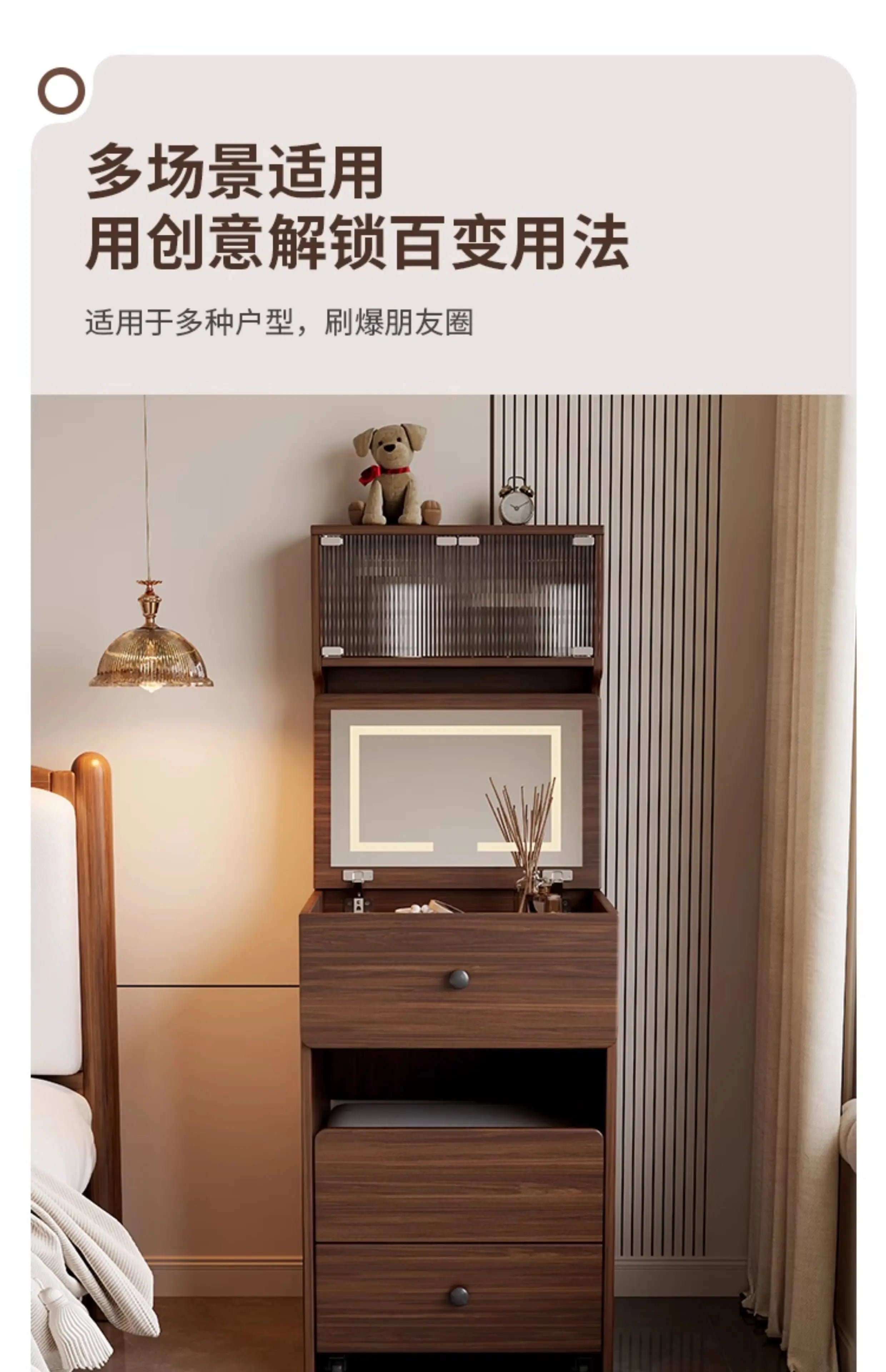 Multifunctional Narrow Nightstands With Drawers Storage Vintage Mid Century Nightstands Classic Elegant Criado Mudo Furniture