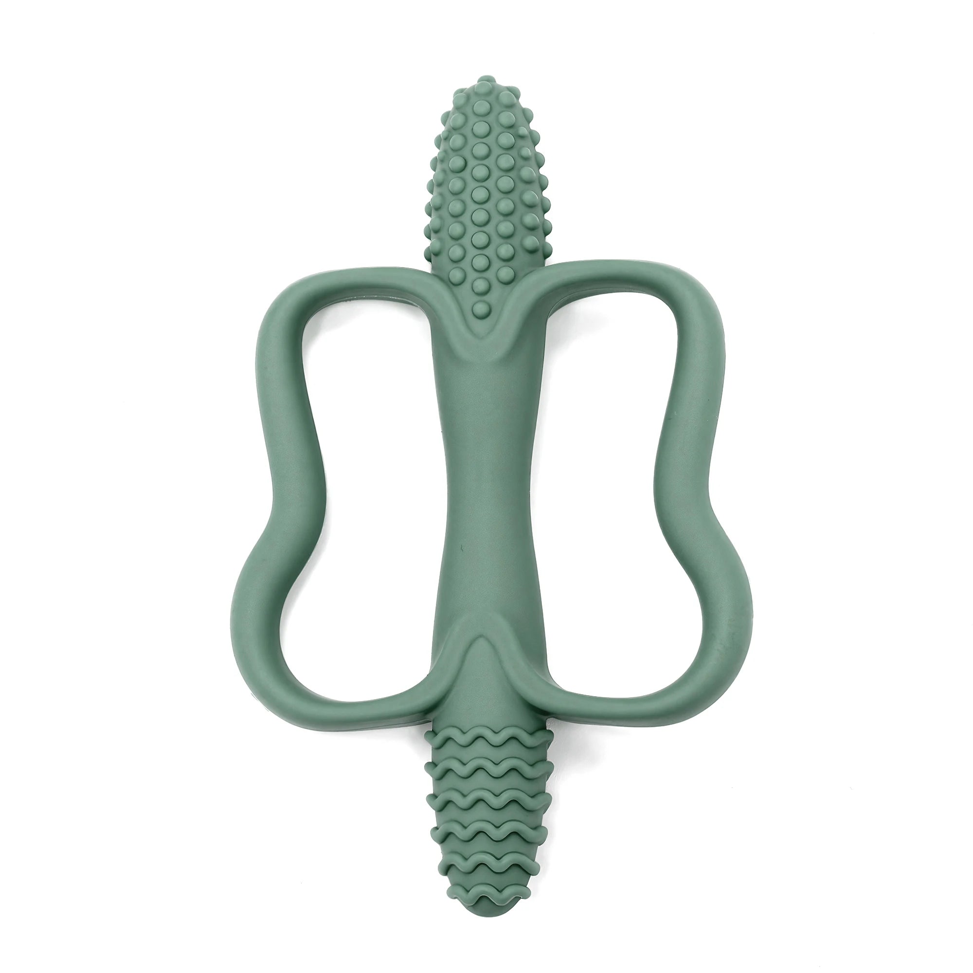 Integrated Silicone Teething Stick with Handle, Baby Toy Teether, Available in 6 Colors, Corn-Shaped Teether.