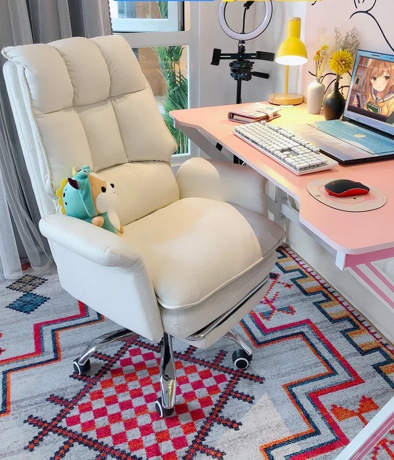 NEW PU Leather Office Chair Pink Gaming Chair Computer Swivel Gamer Live Ergonomic Chair Home Bedroom Sofa Armchairs Furniture