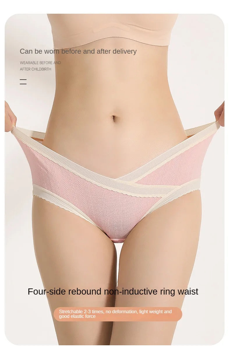 3PCS Soft Briefs V-shaped Abdominal Support Underpanties Pregnancy Childbirth Female Underwear Pregnant Woman Women's Panties