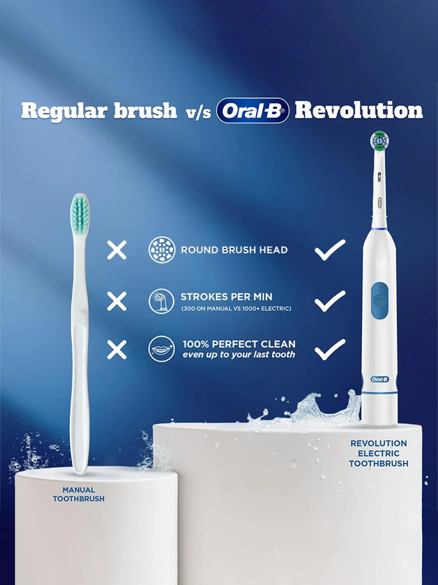 Oral B Rotation Electric Toothbrush AA Battery 7600 Rpm Cross Action Cleaning Teeth Tooth Brush with Brush Refills