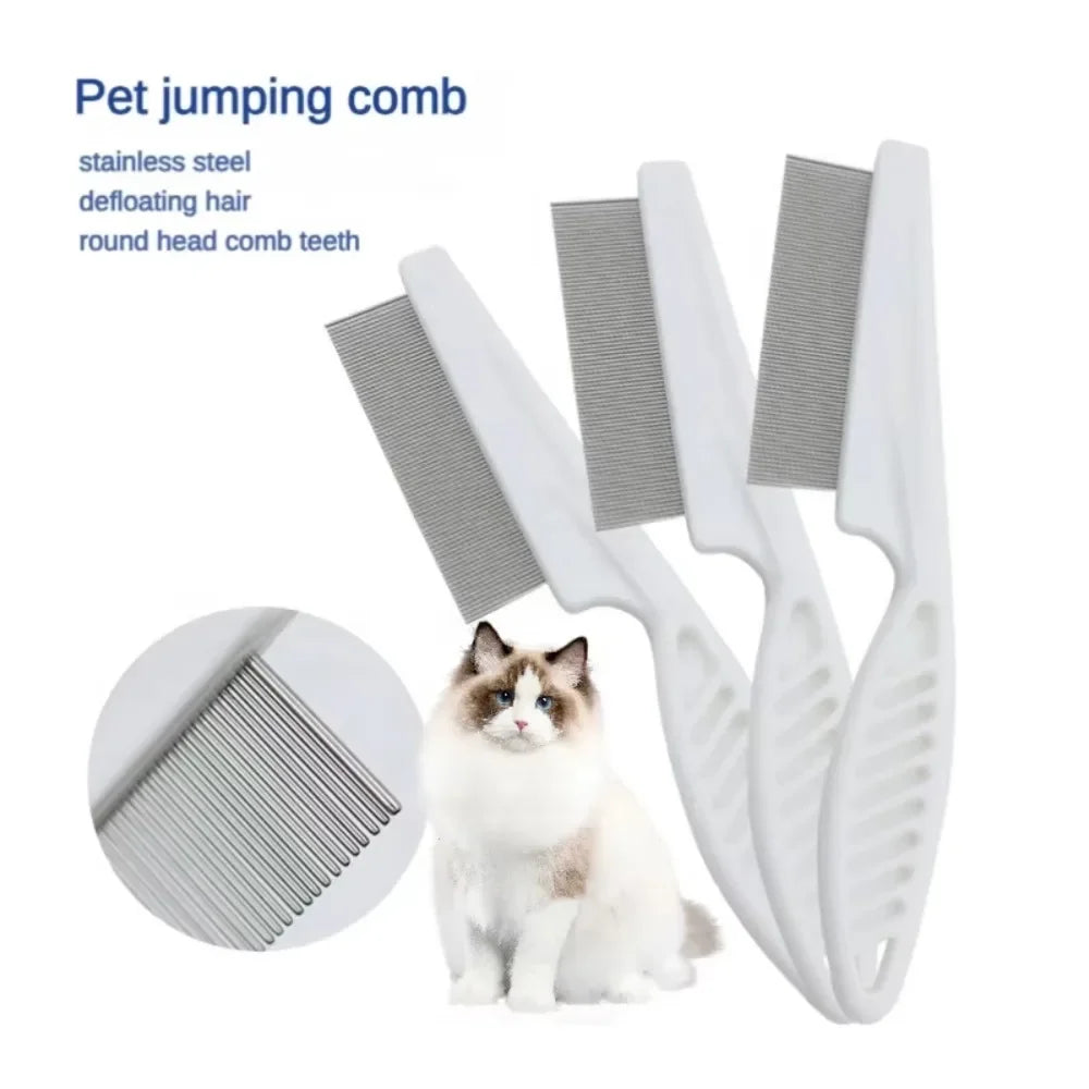 Stainless Steel Fine Tooth Comb  Puppy Cat Hair Grooming Brush Dog Flea Louse Shedding Tools Cat Dog Bath Cleaning Supplies